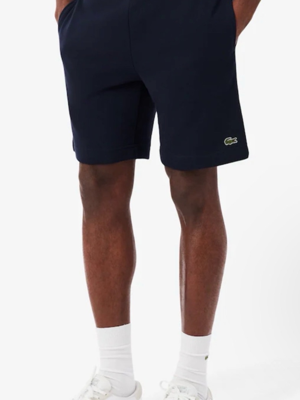 Lacoste Navy Blue Cotton Elastic-Waist Hybrid Shorts